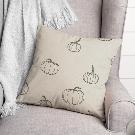 Gray Mini Pumpkin Pattern Throw Pillow